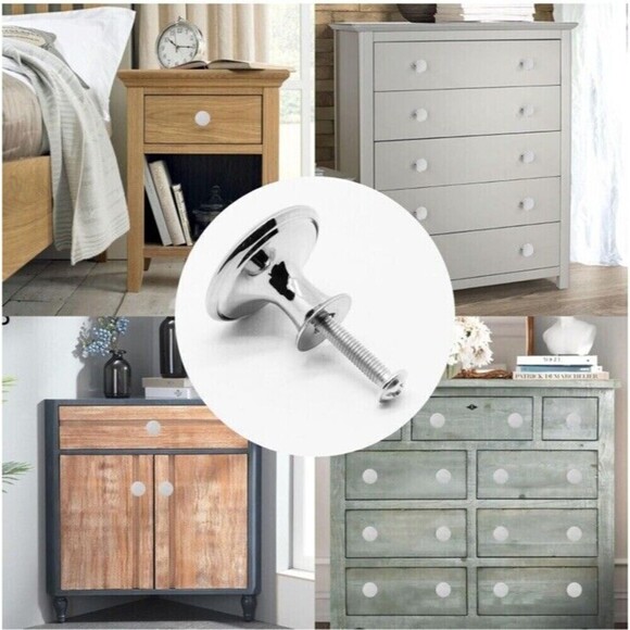 Set Of 2 Round Cabinet Hardware Polished Chrome Knobs Remolding Home Improvement - Picture 3 of 5